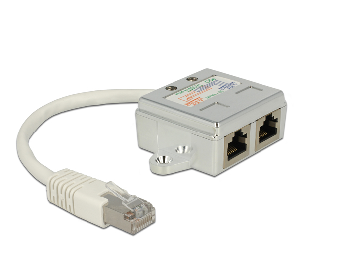 RJ45 Port Doppler 1 x RJ45 Stecker an 2 x RJ45 Buchsen (2 x ISDN), Delock® [65224]