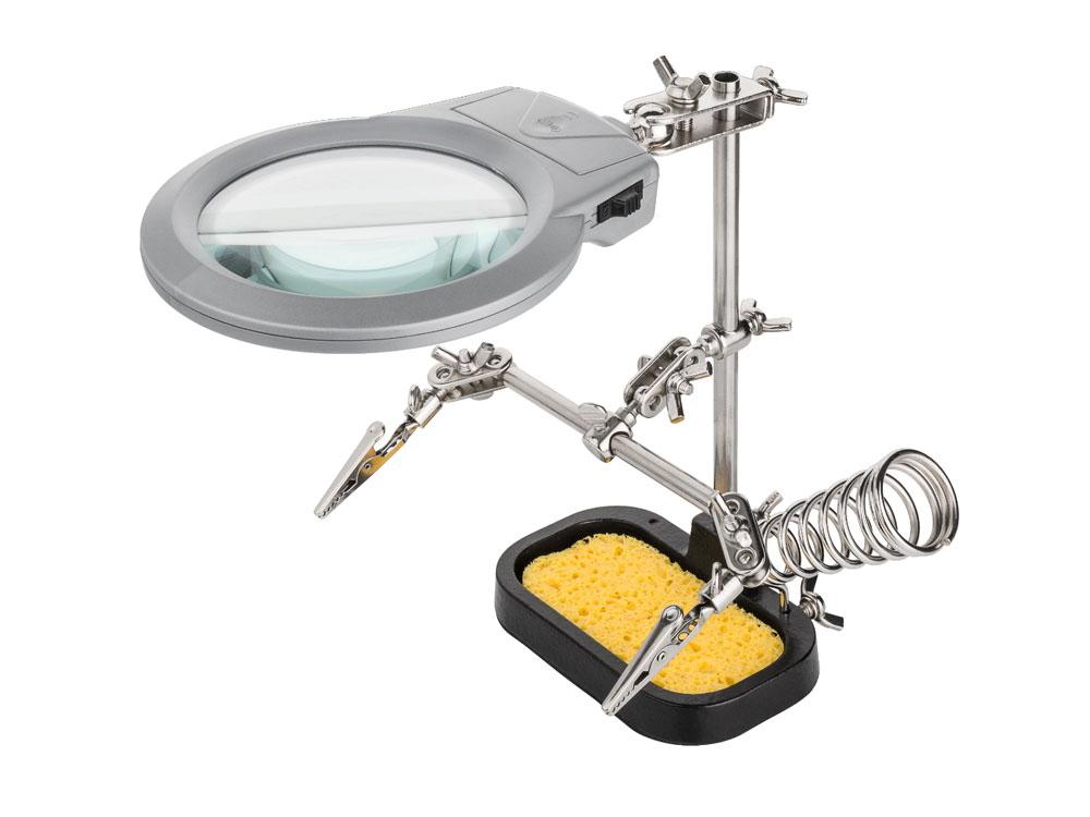 Löthilfe, Dritte Hand mit Lupe und Halter