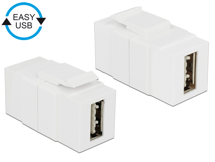 Keystone Modul EASY-USB 2.0 A Buchse an EASY-USB 2.0 A Buchse weiß, Delock® [86353]