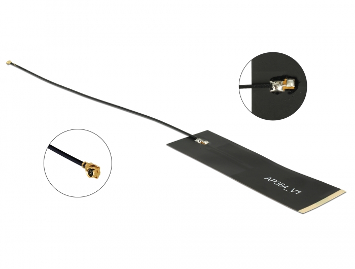 LoRa Antenne 863-928 MHz MHF Stecker 1,68 dBi 1.13 15 cm schwarz Klebemontage, Delock® [12540]