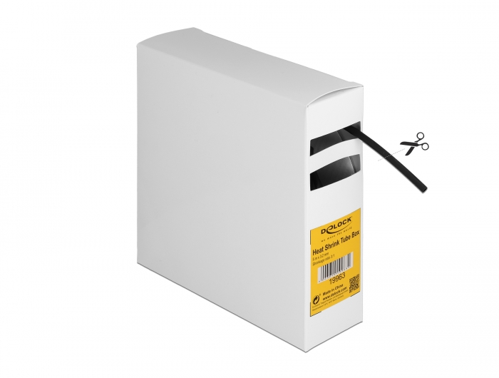 Schrumpfschlauch Box, mit Innenkleber, Schrumpfungsrate 3:1, 5 m x 3,2 mm schwarz, Delock® [19963]