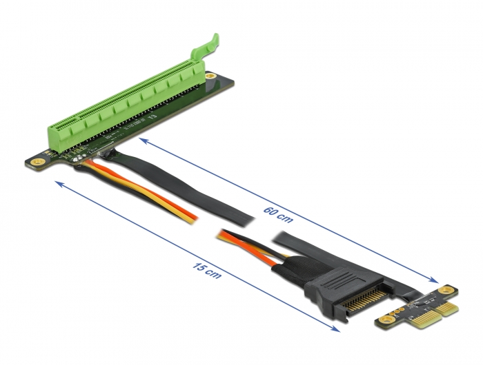 Riser Karte PCI Express x1 zu x16 mit flexiblem Kabel 80 cm, Delock® [85763]