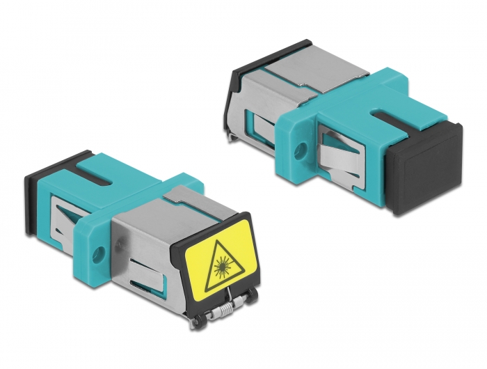 LWL Kupplung mit Laserschutzklappe SC Simplex Buchse zu SC Simplex Buchse Multimode aqua, Delock® [86890]