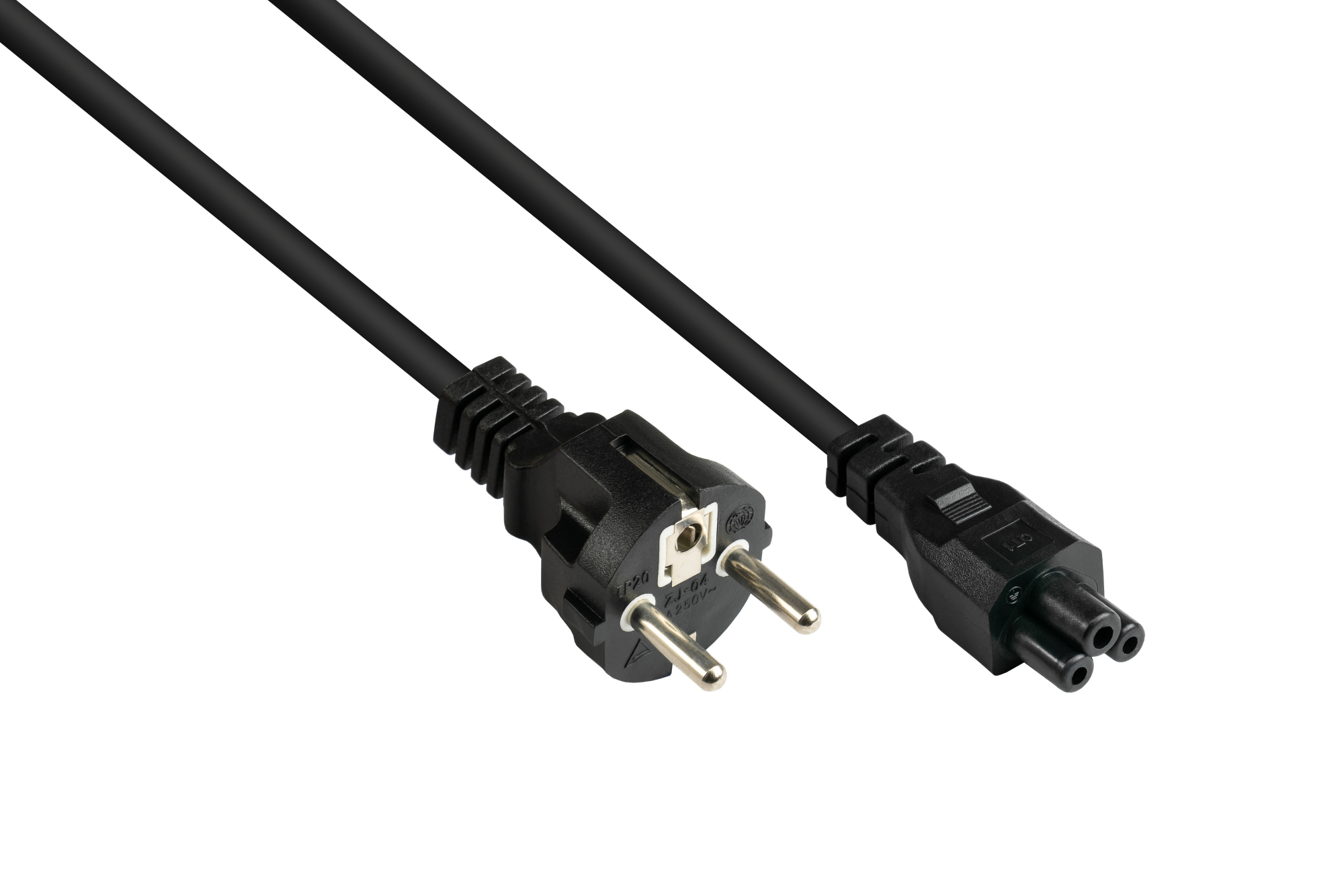 Netzkabel Schutzkontakt-Stecker Typ E+F (CEE 7/7, gerade) an C5 (gerade) für Notebook, schwarz, 0,75 mm², 3 m, Good Connections®