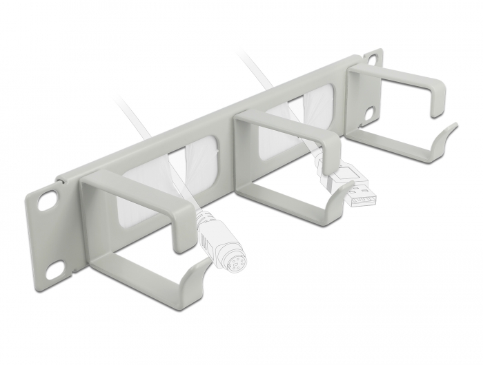 10" Kabelmanagement Bürstenleiste mit 3 Bügeln 1 HE grau, Delock® [66541]
