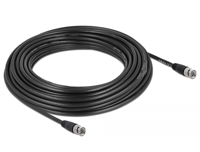Kabel BNC Stecker an BNC Stecker, schwarz, 15 m, Delock® [80086]