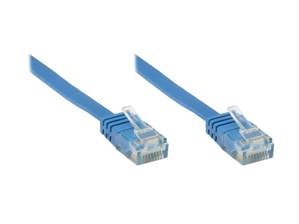 Patchkabel, Cat. 6, U/UTP, FLACHKABEL, blau, 0,25m, Good Connections®