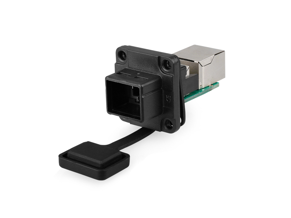 Industrie-Steckverbinder S6 - RJ45 Durchführungskupplung mit PCB-Platine / Leiterplatte, RJ45 Buchse beidseitig, Good Connections®