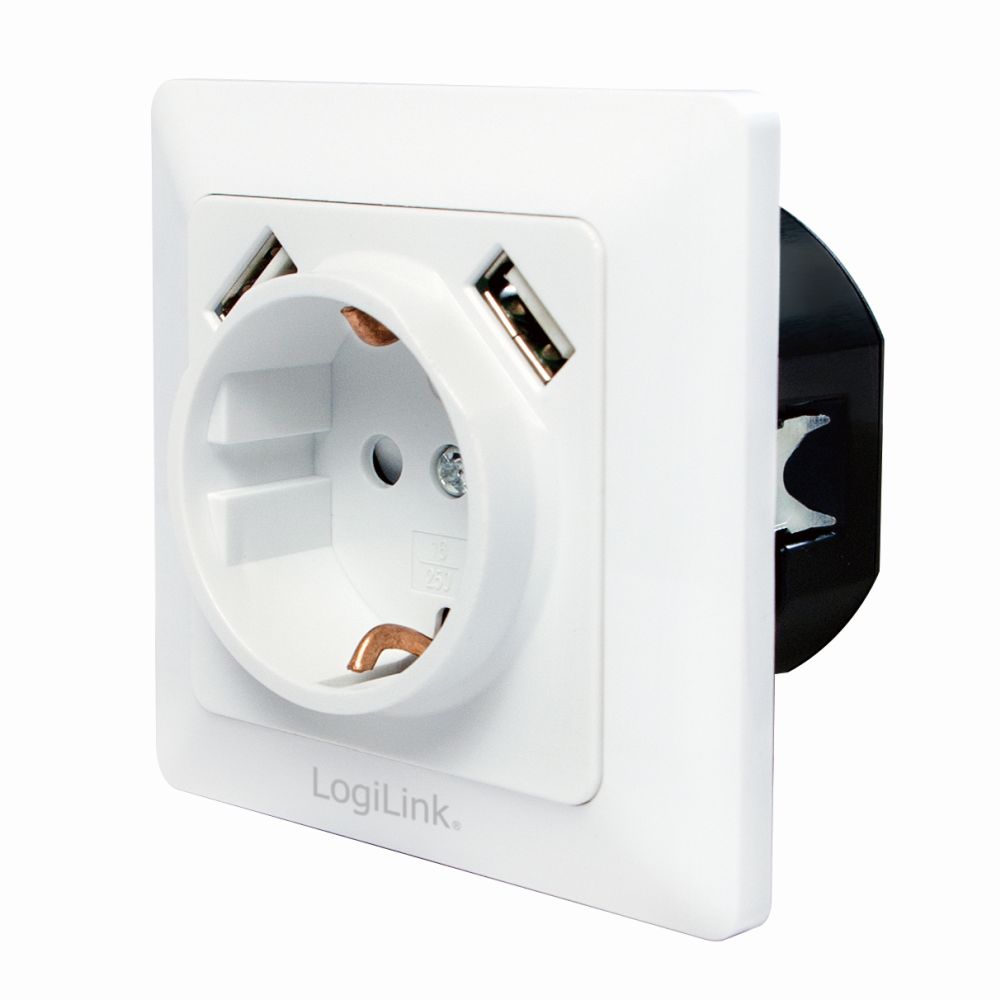 Unterputz-Steckdose mit 2x USB-Port, LogiLink® [PA0162]