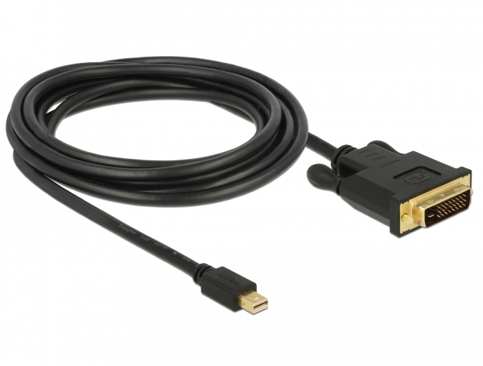 Kabel mini Displayport 1.1 Stecker an DVI 24+1 Stecker, schwarz, 3 m, Delock® [83990]