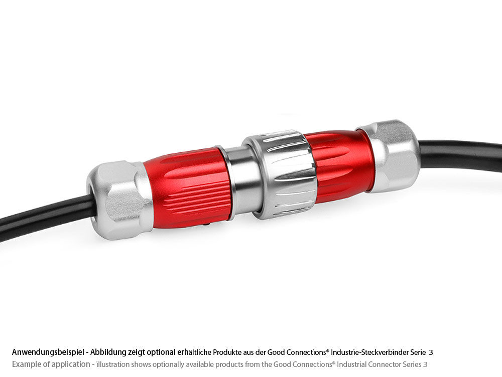 Industrie-Steckverbinder S3 - Power (3-Pin) Buchsenstecker mit Kabelverschraubung, Lötanschluss, Metall, M20, Bajonett, IP65/67, Good Connections®