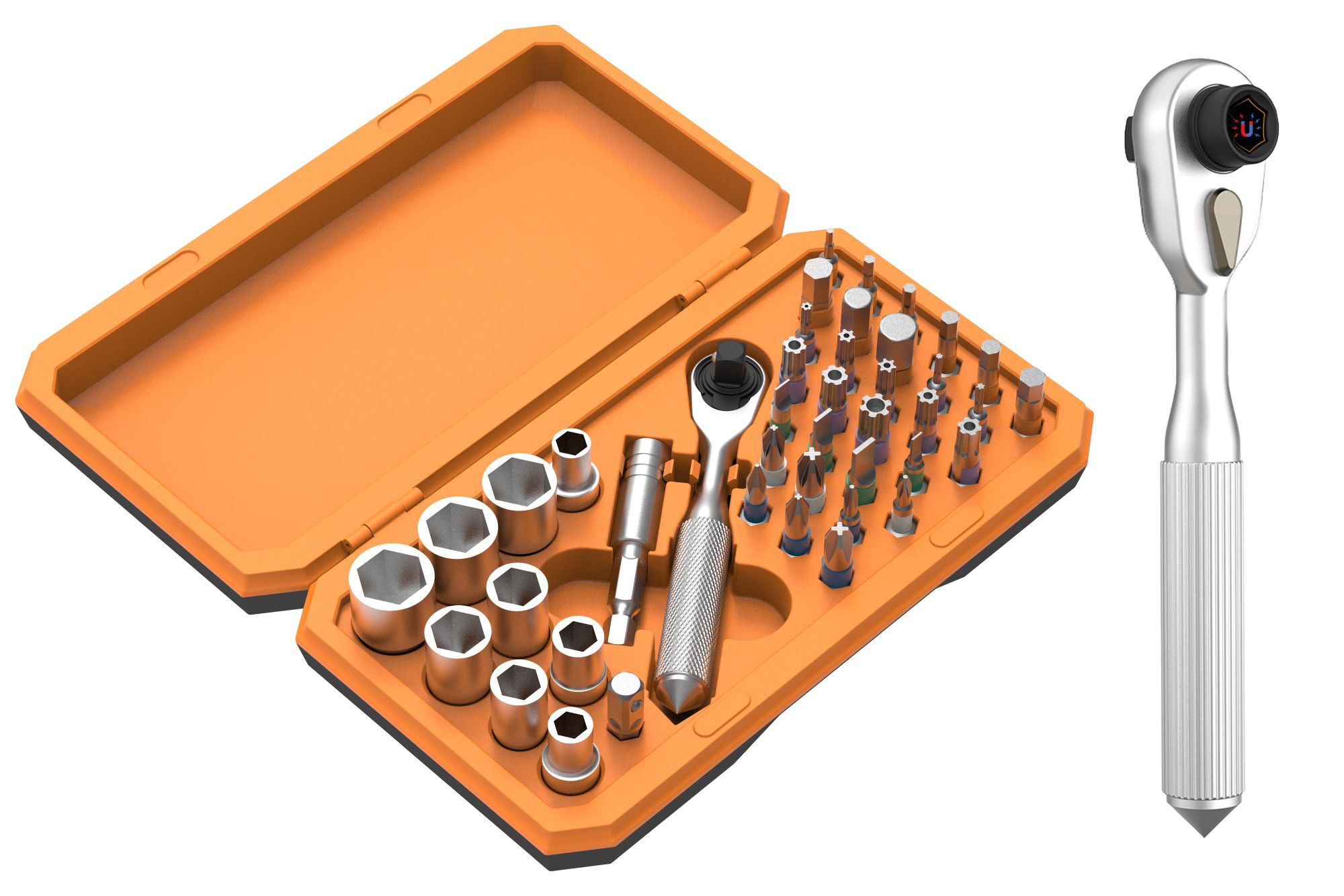 kabelmeister® Ratschenset, 42-Teile, u.a. 30x Bits und 9x Steckschlüssel