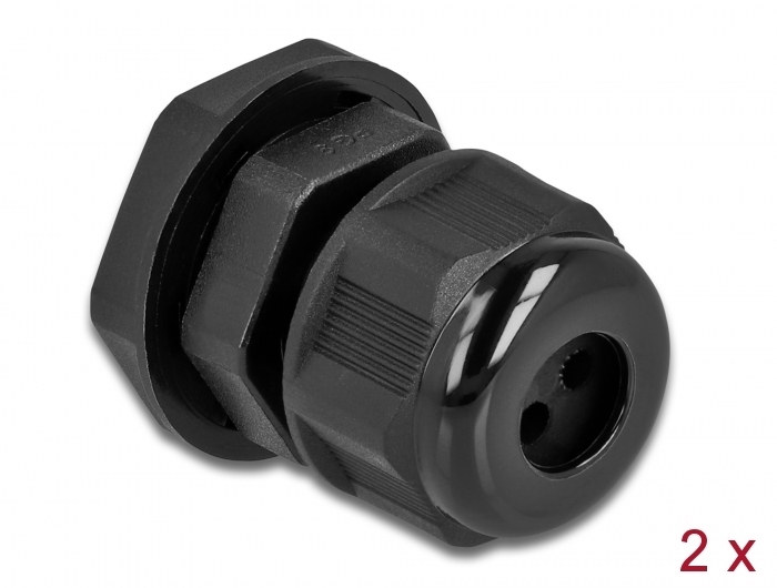 Kabelverschraubung PG9 für Rundkabel mit drei Kabeleinführungen schwarz 2 Stück, Delock® [60373]