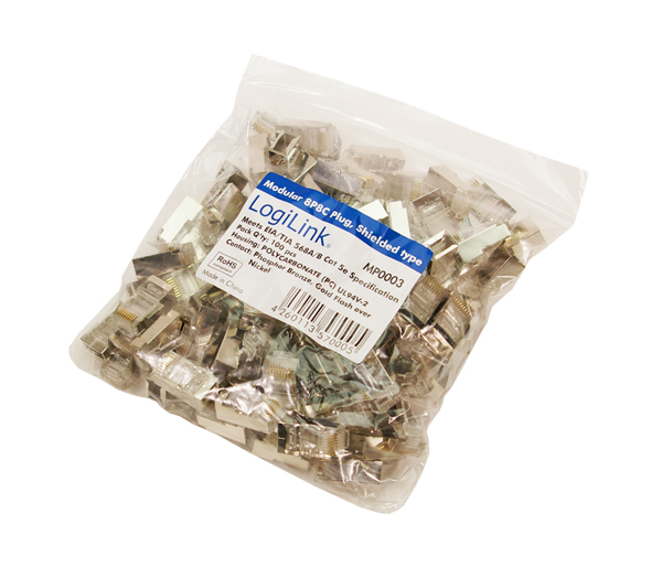 LogiLink® Modularstecker Cat.5e geschirmt 100 Stück [MP0003]