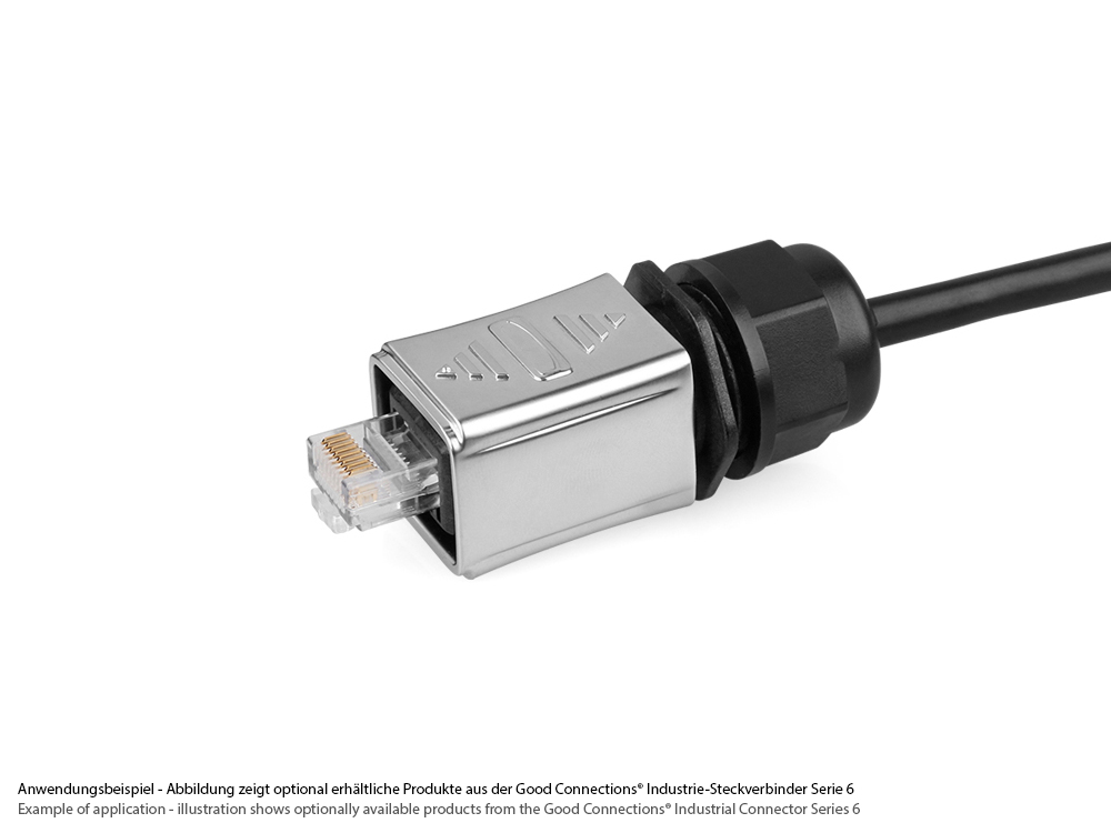 Industrie-Steckverbinder S6 - Unbestückter Stecker, Aussparung für RJ45 Stecker, Metall, Good Connections®