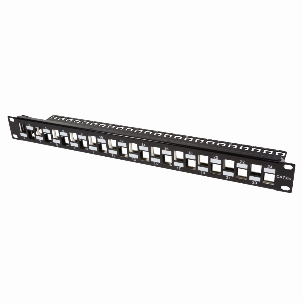 Keystone Modular Verteilerfeld für 24 Keystone Modular Buchsen, versetzt, geschirmt, schwarz, leer, LogiLink® [NK4048]