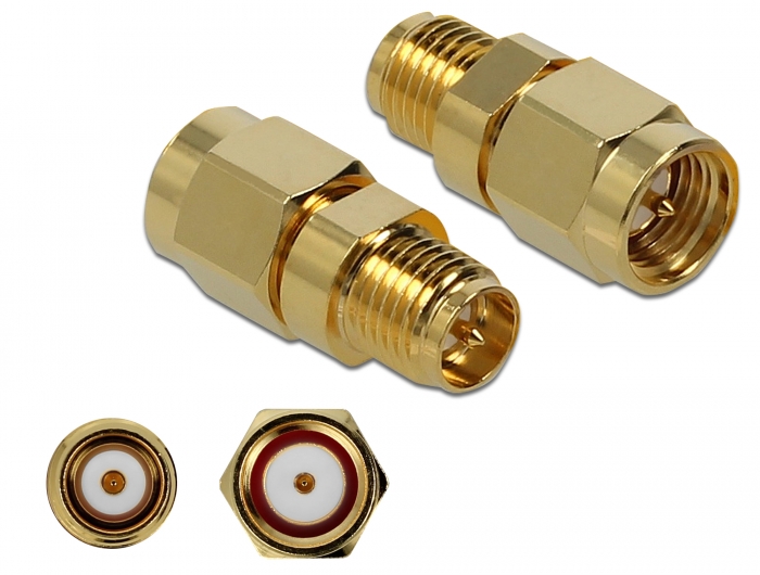 Adapter SMA Stecker an RP-SMA Buchse 10 GHz, Delock® [89973]