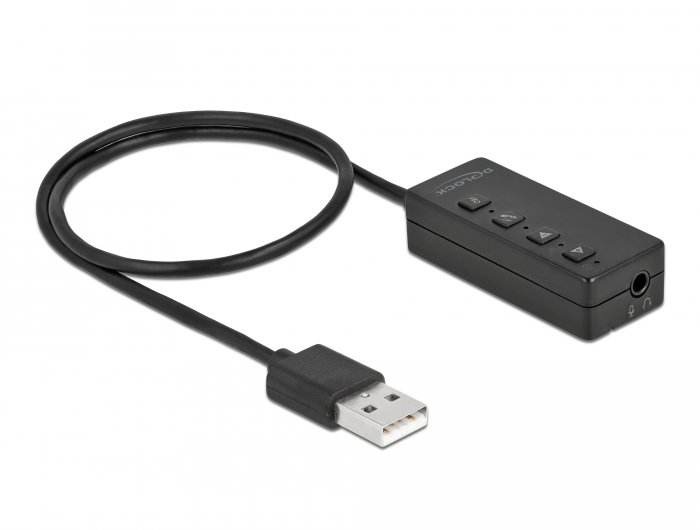 USB Headset und Mikrofon Adapter mit 2 x 3,5 mm Klinkenbuchse für Windows und Mac OS, Delock® [66731]