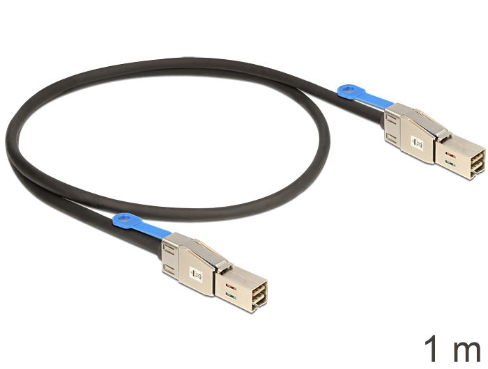 SAS Kabel HD x 4 SFF 8644 Stecker auf Mini SAS HD x 4 SFF 8644 Stecker, 1m, Delock® [83394]