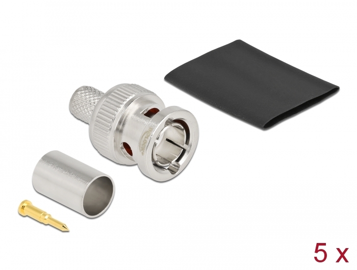 BNC Stecker zum Crimpen RG6 mit passendem Schrumpfschlauch, Delock® [90026]