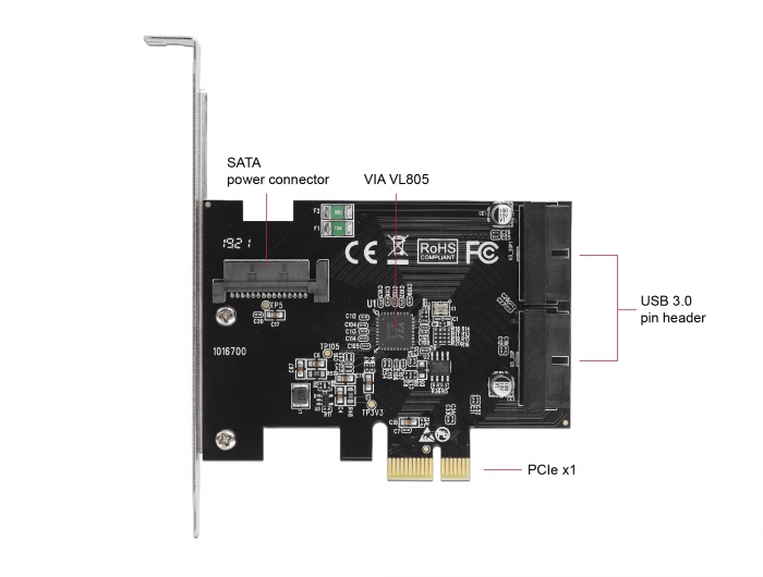 PCI Express Karte an 2 x intern USB 3.0 Pfostenstecker, Delock® [90387]