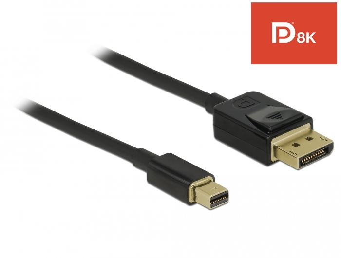 Mini DisplayPort an DisplayPort Kabel, 8K @60Hz, DP 8K zertifiziert, schwarz, 1m, Delock® [84927]