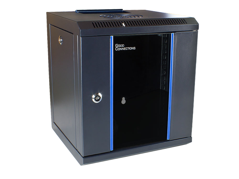 10" Wandgehäuse, 6HE, tiefschwarz (RAL9005), 312 x 300mm, fertig montiert, Good Connections®