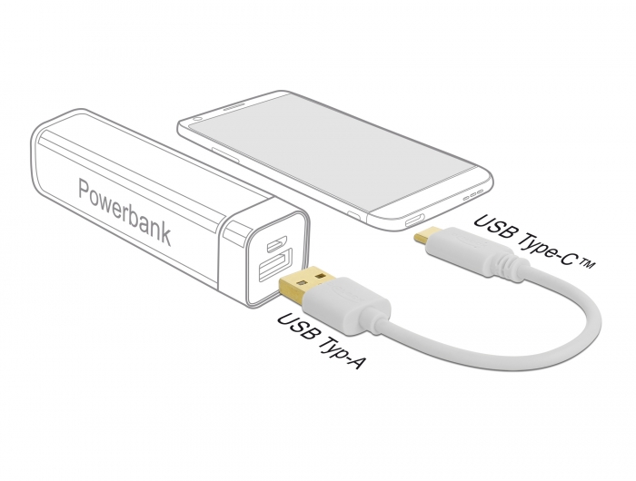 USB Ladekabel Typ-A zu USB Type-C™ 15 cm, Delock® [85355]