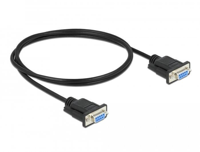 Seriell Kabel RS-232 D-Sub9 Buchse zu Buchse Nullmodem mit schmalem Steckergehäuse 1 m, Delock® [86608]
