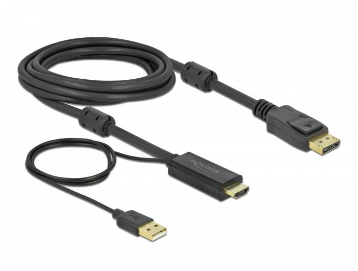 HDMI zu DisplayPort Kabel 4K 30 Hz 3 m, Delock® [85965]