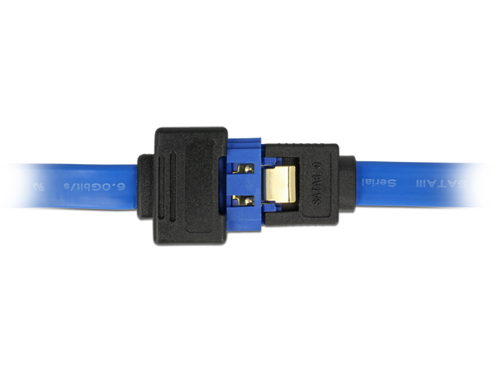Verlängerungskabel SATA 6 Gb/s Buchse gerade an SATA Stecker mit Einrastfunktion gerade, blau, 0,5m, Delock® [84973]