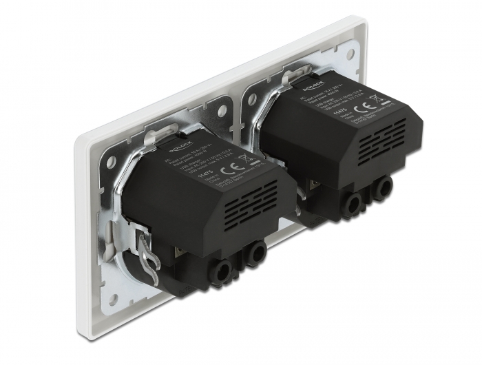 2-fach Einbausteckdose mit 4 x USB Typ-A Ladeport 2 x 2,8 A , Delock® [11475]