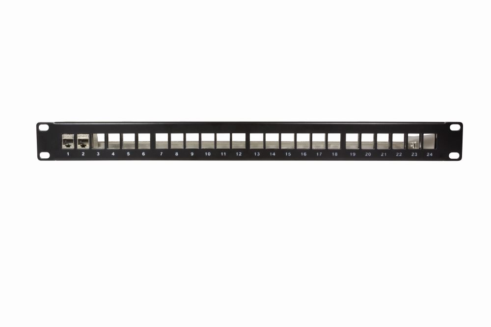 Keystone Patchpanel für 24 Keystone Buchsen, geschirmt, schwarz , LogiLink® [NK4042]