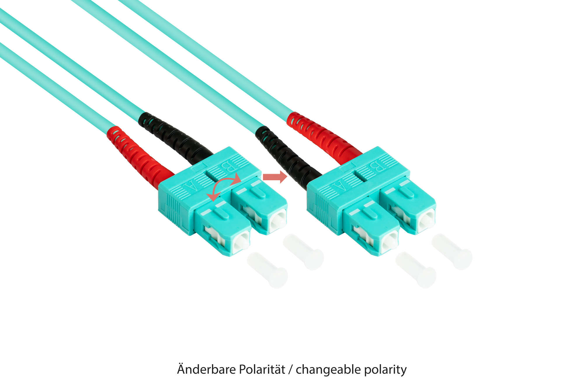 Patchkabel LWL Duplex OM3 (Multimode, 50/125) LC/SC, LSZH, austauschbare Polarität, 1m, Good Connections®