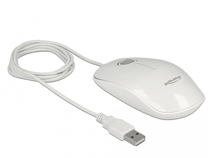Optische 3-Tasten LED Maus USB Typ-A weiß, Delock® [12537]