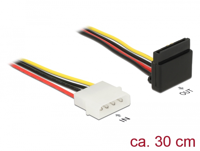 Stromkabel SATA 15 Pin Buchse > 4 Pin Molex Stecker Metall 30 cm, Delock® [85513]