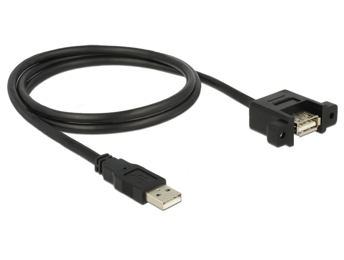 Kabel USB 2.0 Typ-A Stecker an USB 2.0 Typ-A Buchse zum Einbau 1m, Delock® [85106]