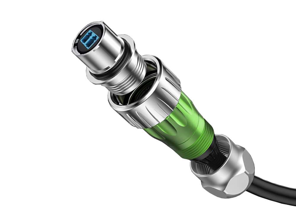 Industrie-Steckverbinder S3 - LWL Kabel, Stecker LC mit Kabelverschraubung an Stecker LC, Metall, M24, Bajonett, IP65/67, 3m, Good Connections®