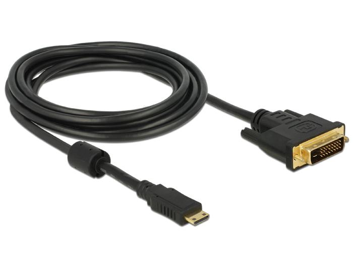 HDMI Kabel Mini-C Stecker an DVI 24+1 Stecker 3m, Delock® [83584]