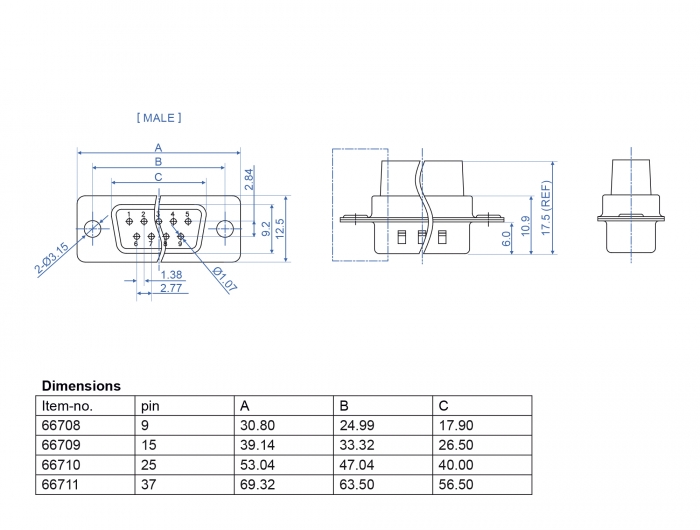 D-Sub 15 Pin Crimp Stecker, Metall, 4 Stück, Delock® [66709]