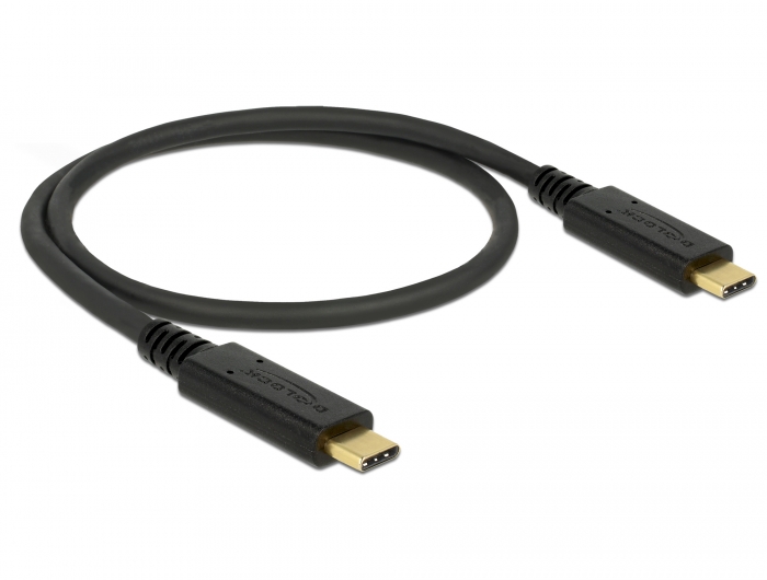USB 2.0 Kabel Type C ™ zu Type C™, 5A E-Marker, schwarz, 0,5m, Delock® [83043]