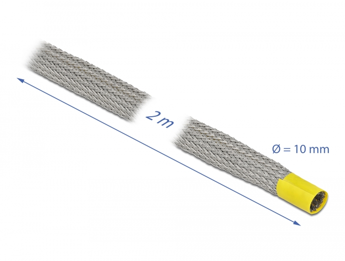 Geflechtschlauch zur EMV Abschirmung dehnbar 2 m x 10 mm, Delock® [20788]