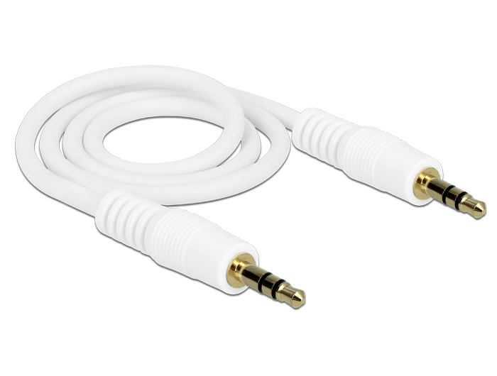 Klinkenkabel 3,5 mm 3 Pin Stecker an Stecker 0,5 m weiß, Delock® [83743]