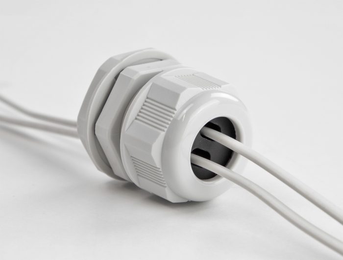 Kabelverschraubung PG21 für Flachkabel mit zwei Kabeleinführungen grau 2 Stück, Delock® [60392]