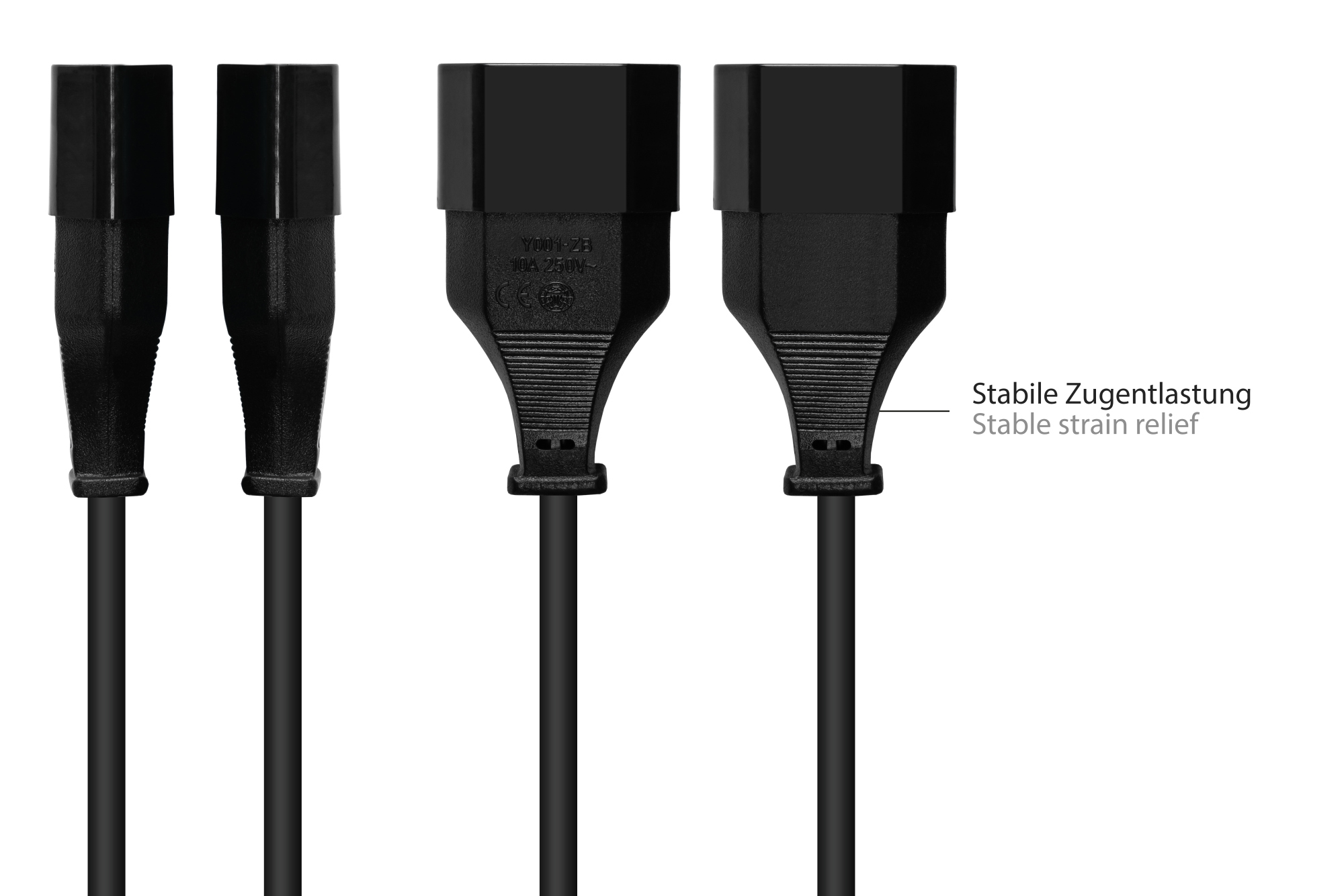 Euro-Verlängerung Euro-Stecker Typ C (gerade) an Euro-Buchse (gerade), schwarz, 0,75 mm², 3 m, Good Connections®