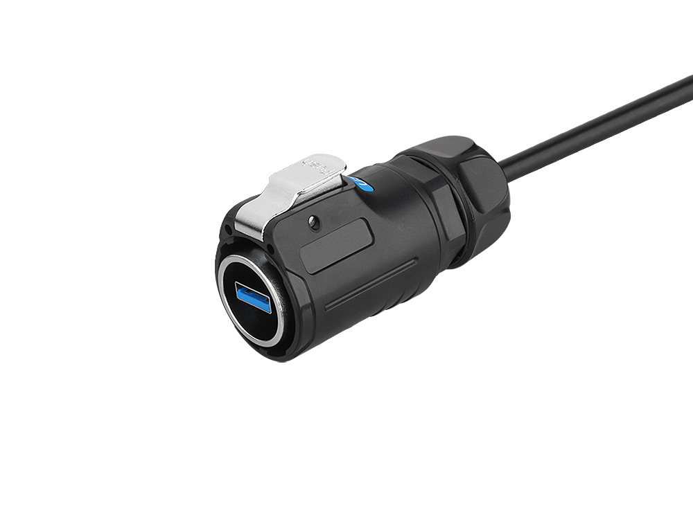 Industrie-Steckverbinder S1 - USB 3.0 Kabel, Stecker A mit Klick-Arretierung an Stecker A, M24, IP65/67, 0,5m, Good Connections®