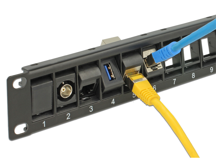 19" Keystone Patchpanel 24 Port drehbar schwarz, Delock® [43340]