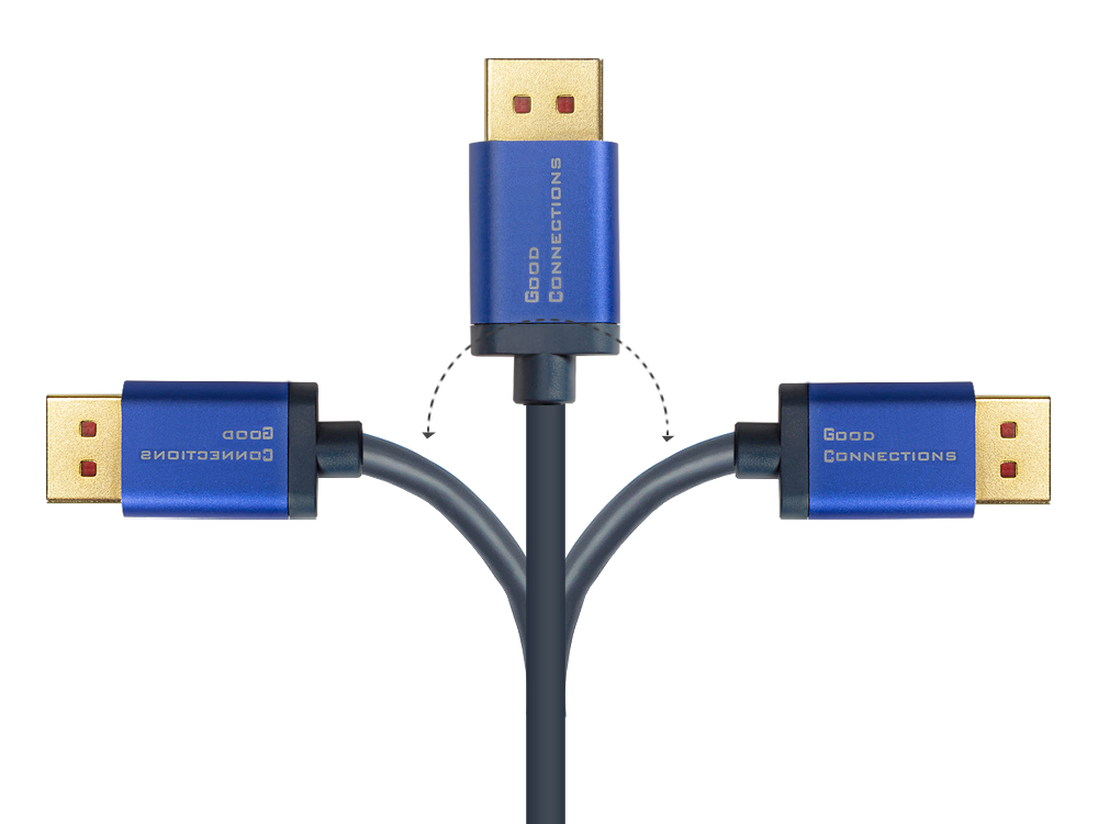 DisplayPort 1.4 an HDMI 2.0 SmartFLEX Kabel, 4K UHD @60Hz, Aluminiumgehäuse, CU, dunkelblau, 5m, Good Connections®