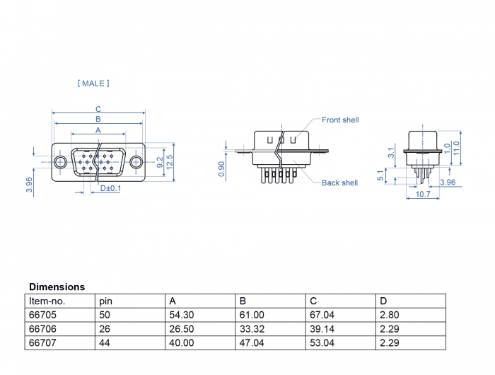 D-Sub HD 26 Pin Stecker Metall, Lötversion, 4 Stück, Delock® [66706]