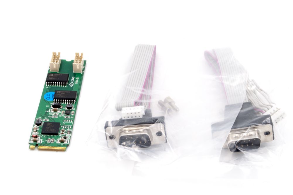 2S Seriell RS-232 zu M.2 NFGG Karte mit 2x 9 Pin Slot Kabel, 2,5KV Optische Isolation, Exsys® [EX-48200I]
